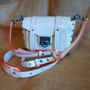 MICHAEL KORS Manhattan Medium Contrast-Trim White Leather Satchel